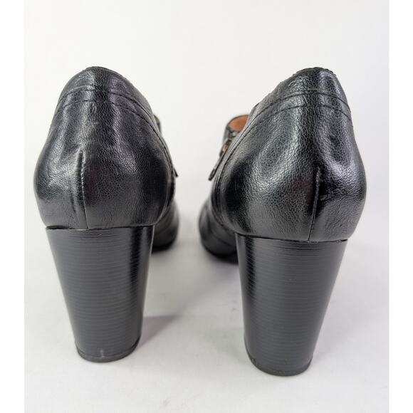 Clarks Indigo Shoes Town Club Mary Jane Pumps Black Leather Heels 10M - Picture 5 of 10